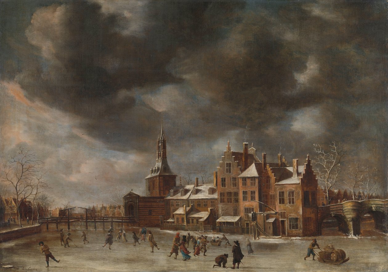 La Blauwpoort a Leida in inverno da Abraham Beerstraten