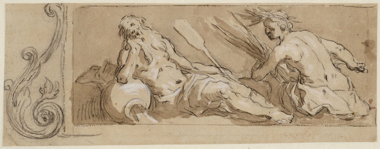Un dio del fiume e Cerere in una cornice ornamentale da Abraham Bloemaert