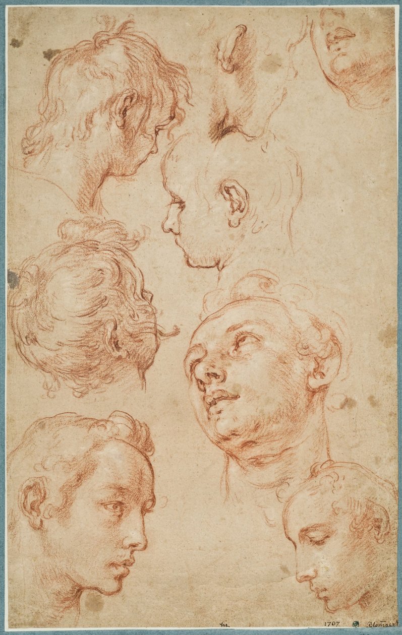 Otto studi di teste di giovani uomini da Abraham Bloemaert