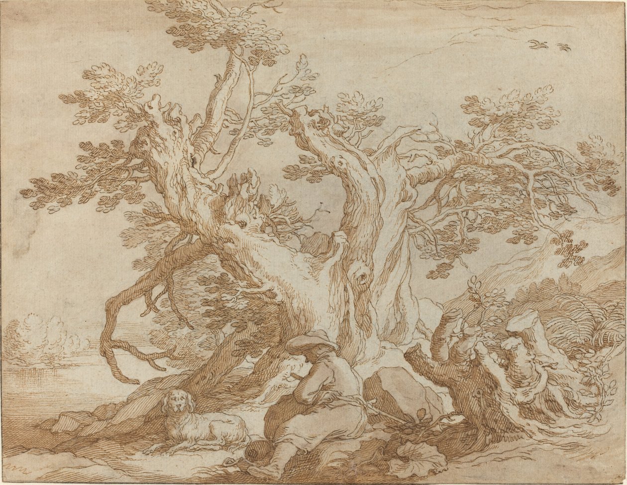 Paesaggio con Figura Seduta e Cane da Abraham Bloemaert
