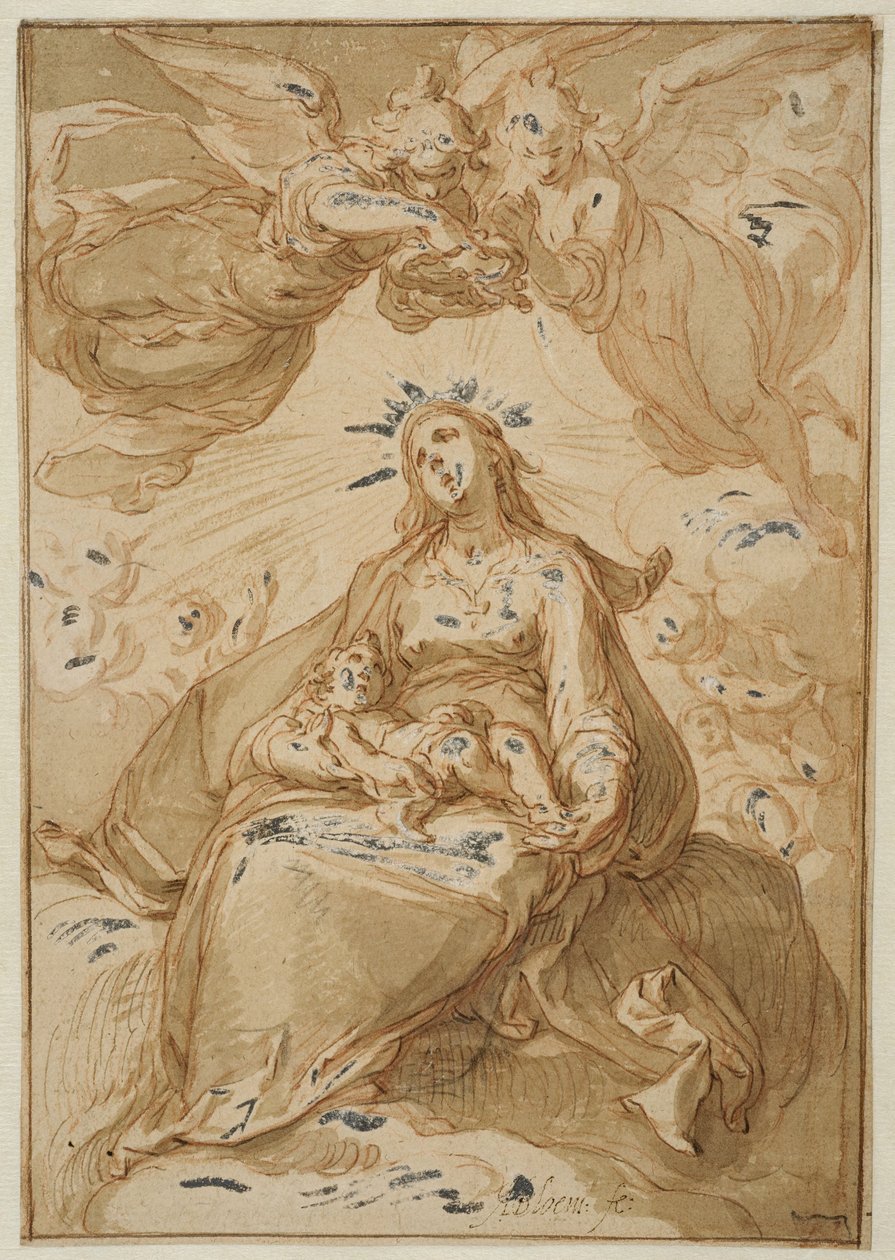 Madonna col Bambino, incoronata dagli angeli da Abraham Bloemaert