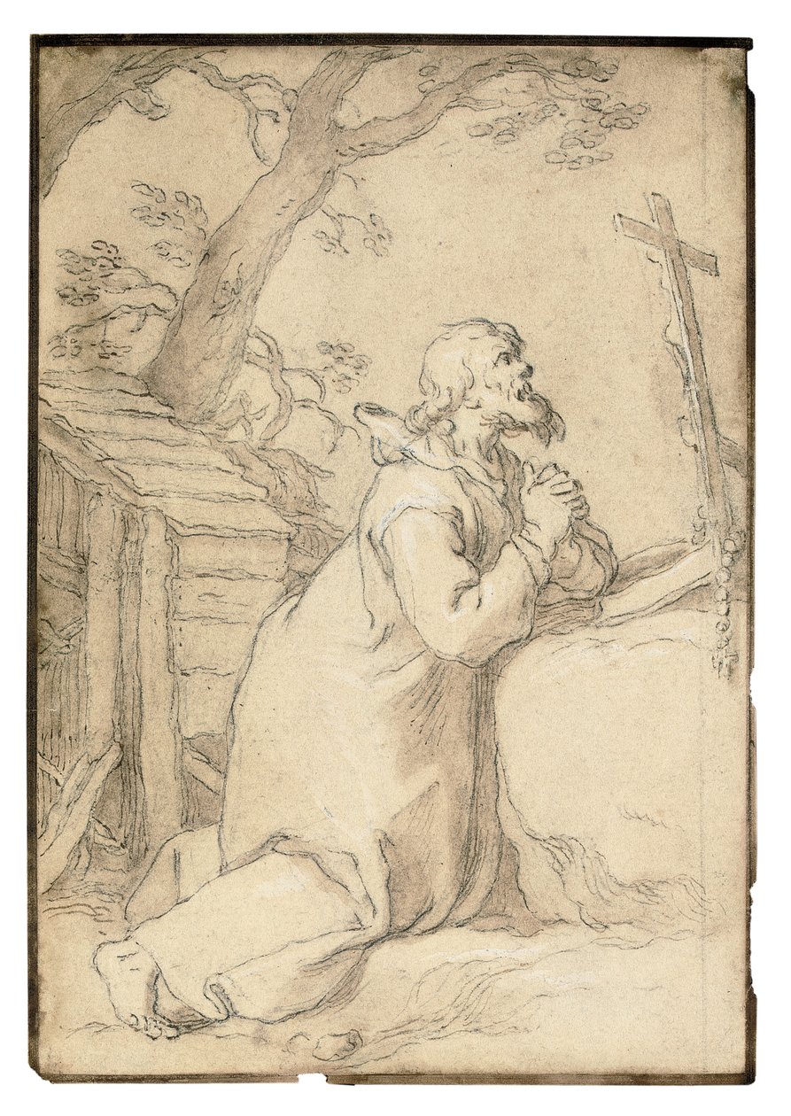 San Paolo di Phermae in preghiera davanti a un crocifisso da Abraham Bloemaert