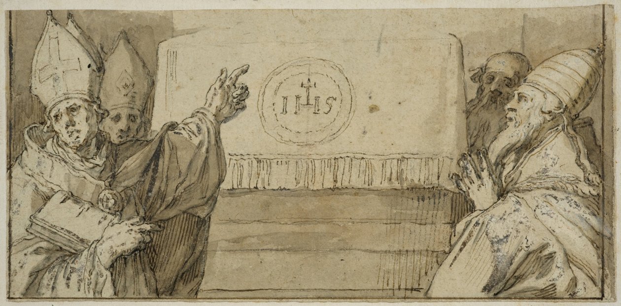 I quattro Padri della Chiesa latina davanti a un altare da Abraham Bloemaert