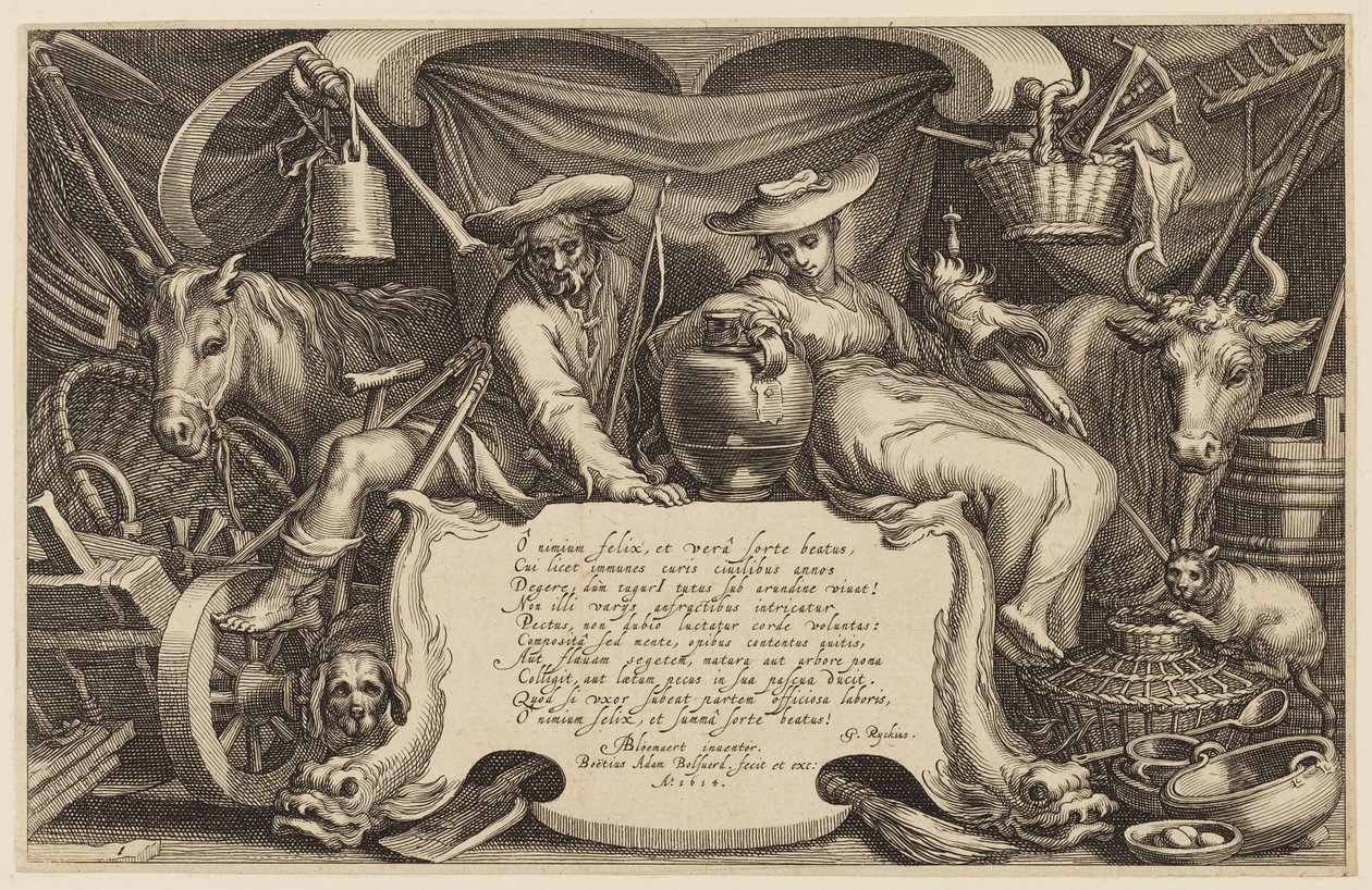 Pagina del titolo, "La serie della fattoria e del paesaggio" da Abraham Bloemaert
