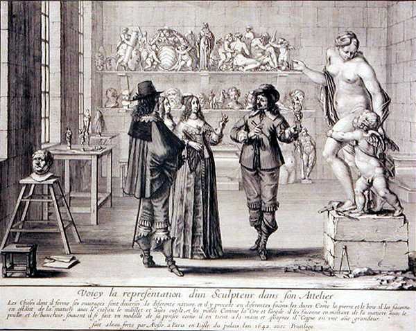 Uno scultore nel suo studio (incisione) da Abraham Bosse