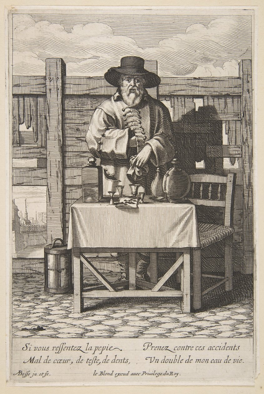 Venditore di brandy o cure, metà-fine XVII secolo da Abraham Bosse