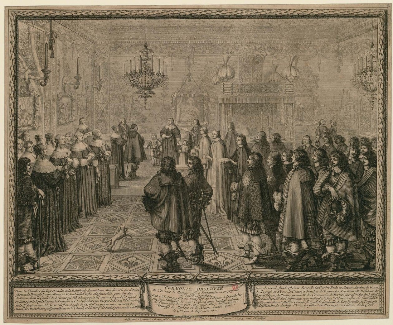 Cerimonia osservata in occasione del contratto di matrimonio stipulato a Fontainebleau alla presenza delle loro maestà tra Ladislao IV, re di Polonia e di Svezia [...] da Abraham Bosse