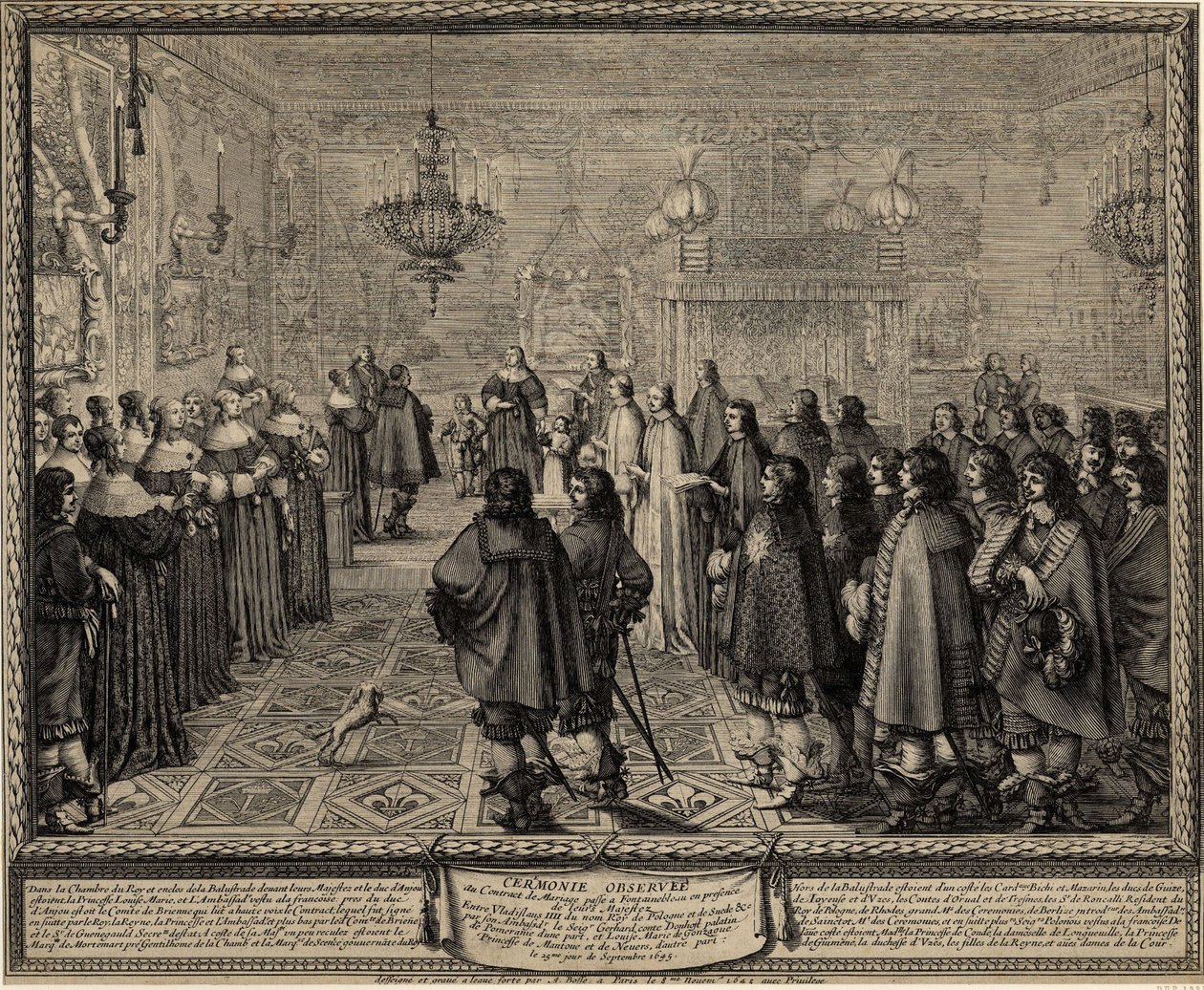 Cerimonia del contratto di matrimonio tra Wladyslaw IV, Re di Polonia e Marie Louise Gonzaga da Abraham Bosse