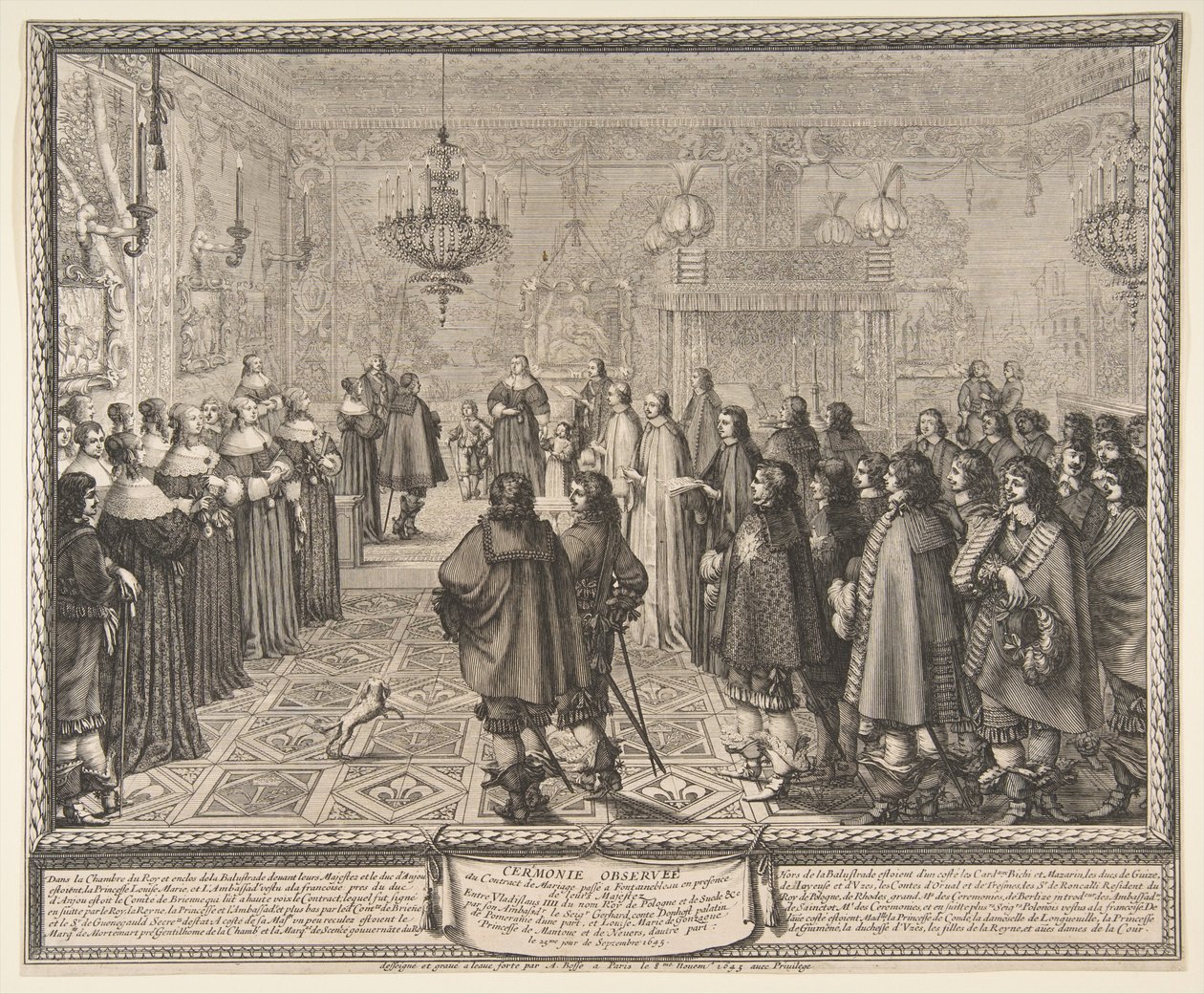 Cerimonia di celebrazione del matrimonio tra Władysław IV, re di Polonia, e Maria Luisa Gonzaga, principessa di Mantova, a Fontainebleau da Abraham Bosse