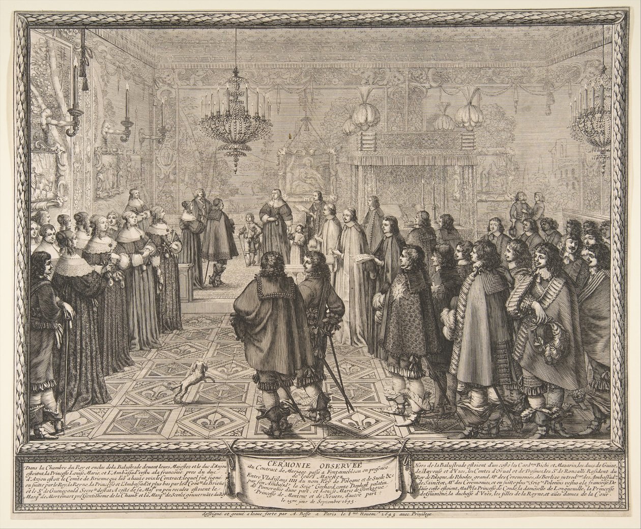 Cerimonia del contratto di matrimonio tra Wladyslaw IV, re di Polonia, e Maria Luisa, 1645 da Abraham Bosse