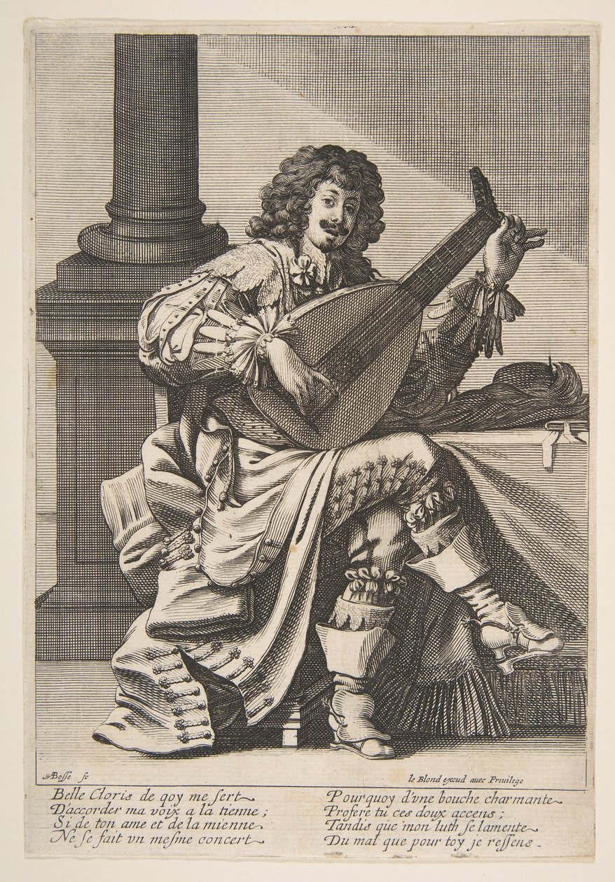 Uomo che Canta e Suona un Liuto da Abraham Bosse