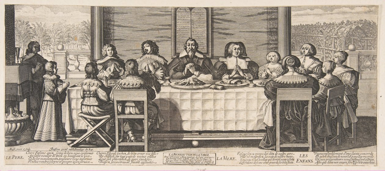La benedizione a tavola, ca. 1635 da Abraham Bosse