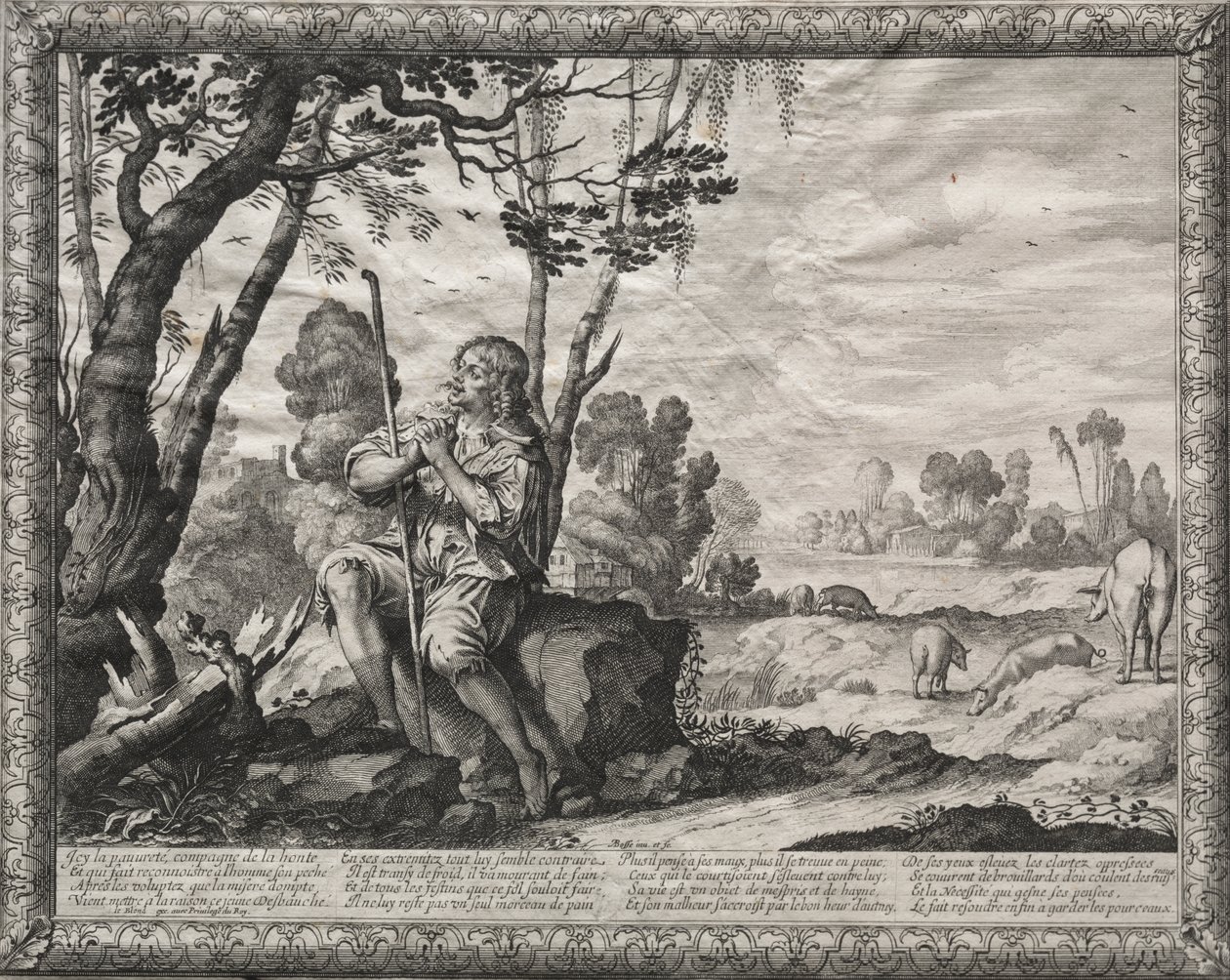 Il figliol prodigo: Il prodigo che cura i maiali da Abraham Bosse