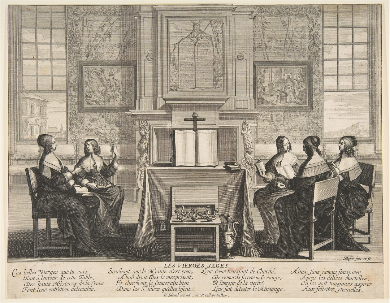 Le vergini sagge che conversano, ca. 1635 da Abraham Bosse