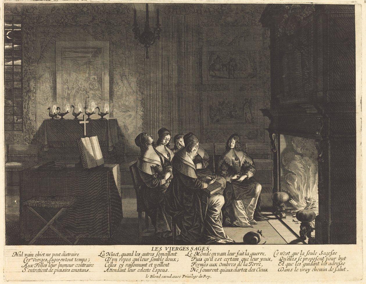 Le vergini sagge davanti al fuoco da Abraham Bosse