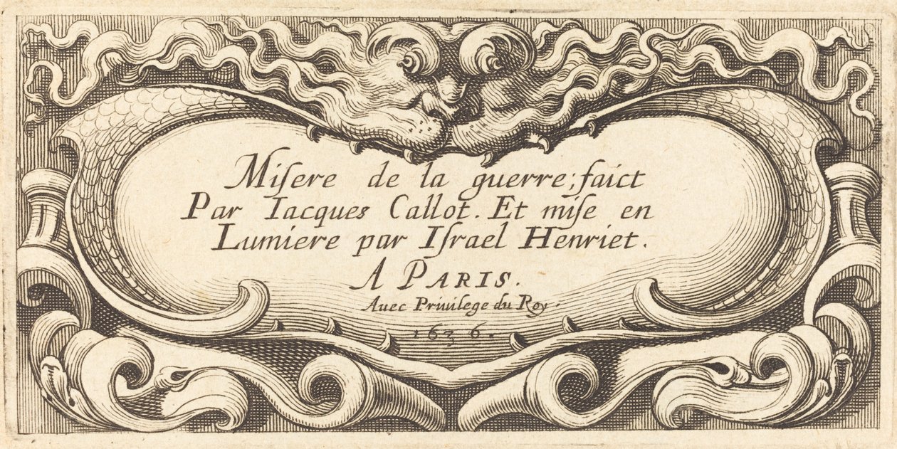 Pagina del Titolo per "Le Piccole Miserie della Guerra" di Callot da Abraham Bosse