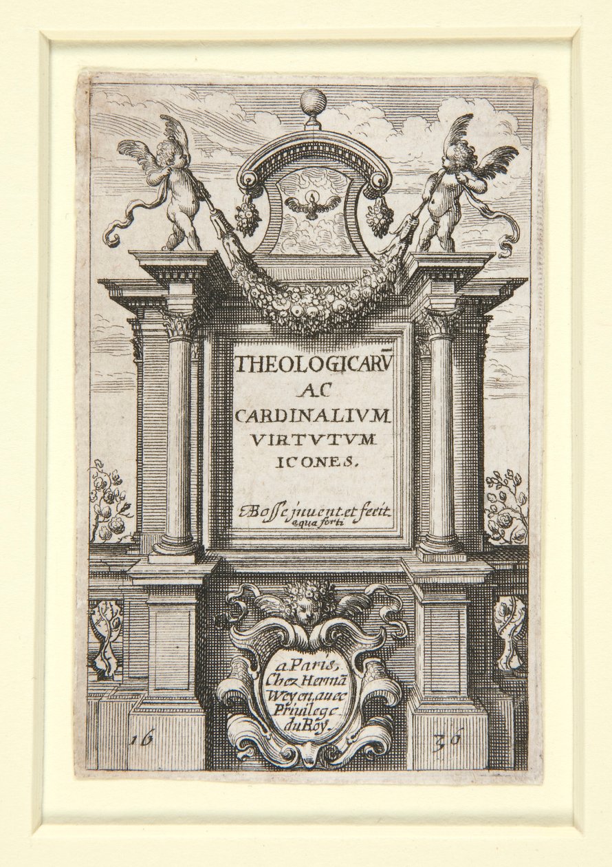 Pagina del titolo di Theologicarum ac Cardinalium Virtutum Icones da Abraham Bosse