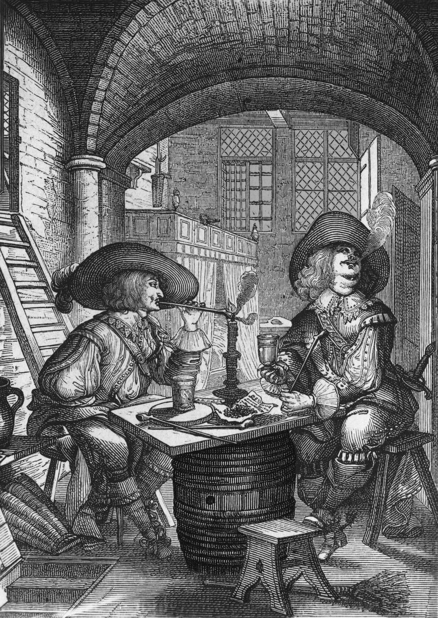 Fumatori di tabacco. Incisione di Abraham Bosse. XVIII secolo da Abraham Bosse