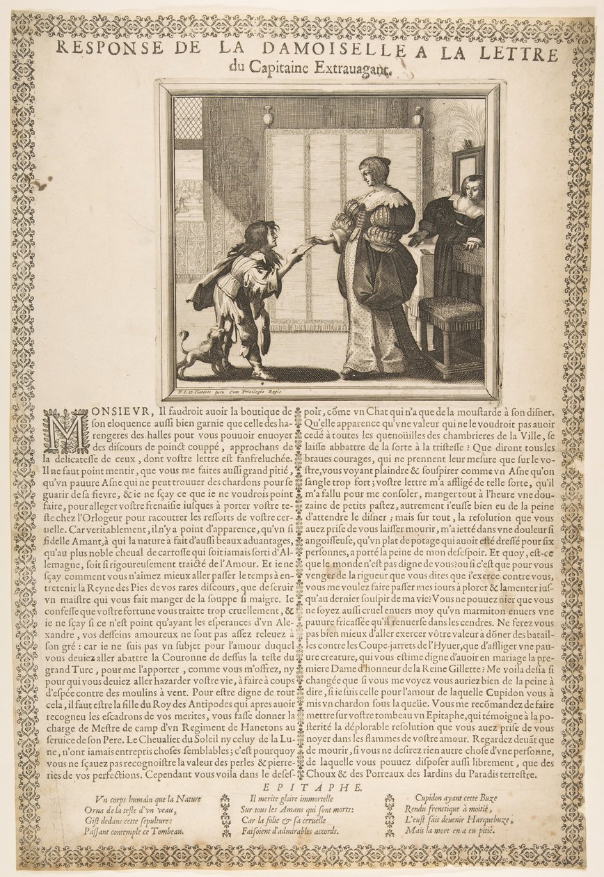 Risposta della giovane signora alla lettera del capitano da Abraham Bosse