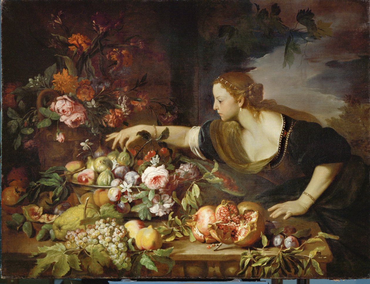 Femme prenant des fruits - una donna che prende la frutta ... da Abraham Brueghel
