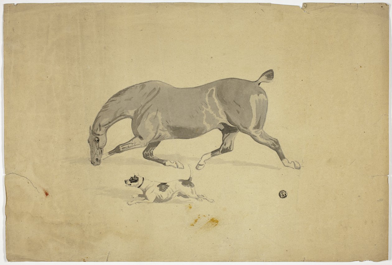 Cavallo e cane in corsa da Abraham Cooper