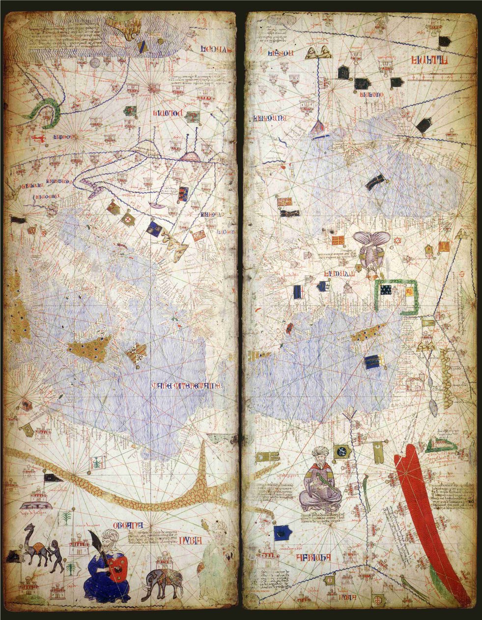 Atlante catalano, fogli 7 e 8, 1375 da Abraham Cresques