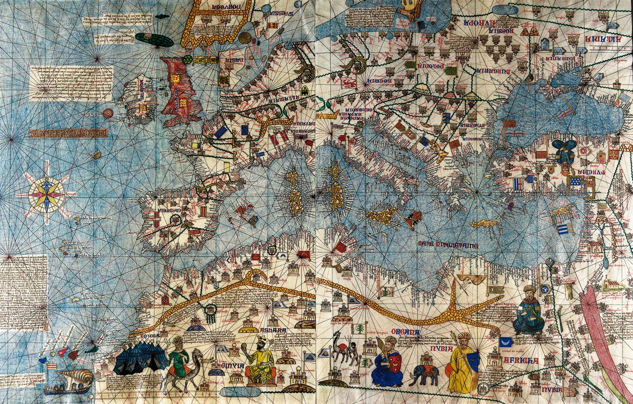 Mappa catalana del continente europeo con l
