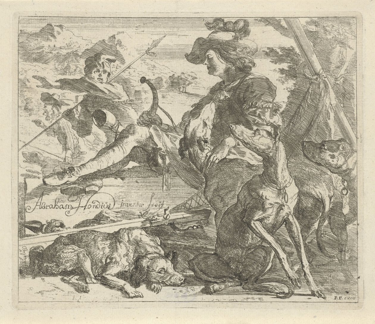 Cacciatore con cani da Abraham Danielsz. Hondius