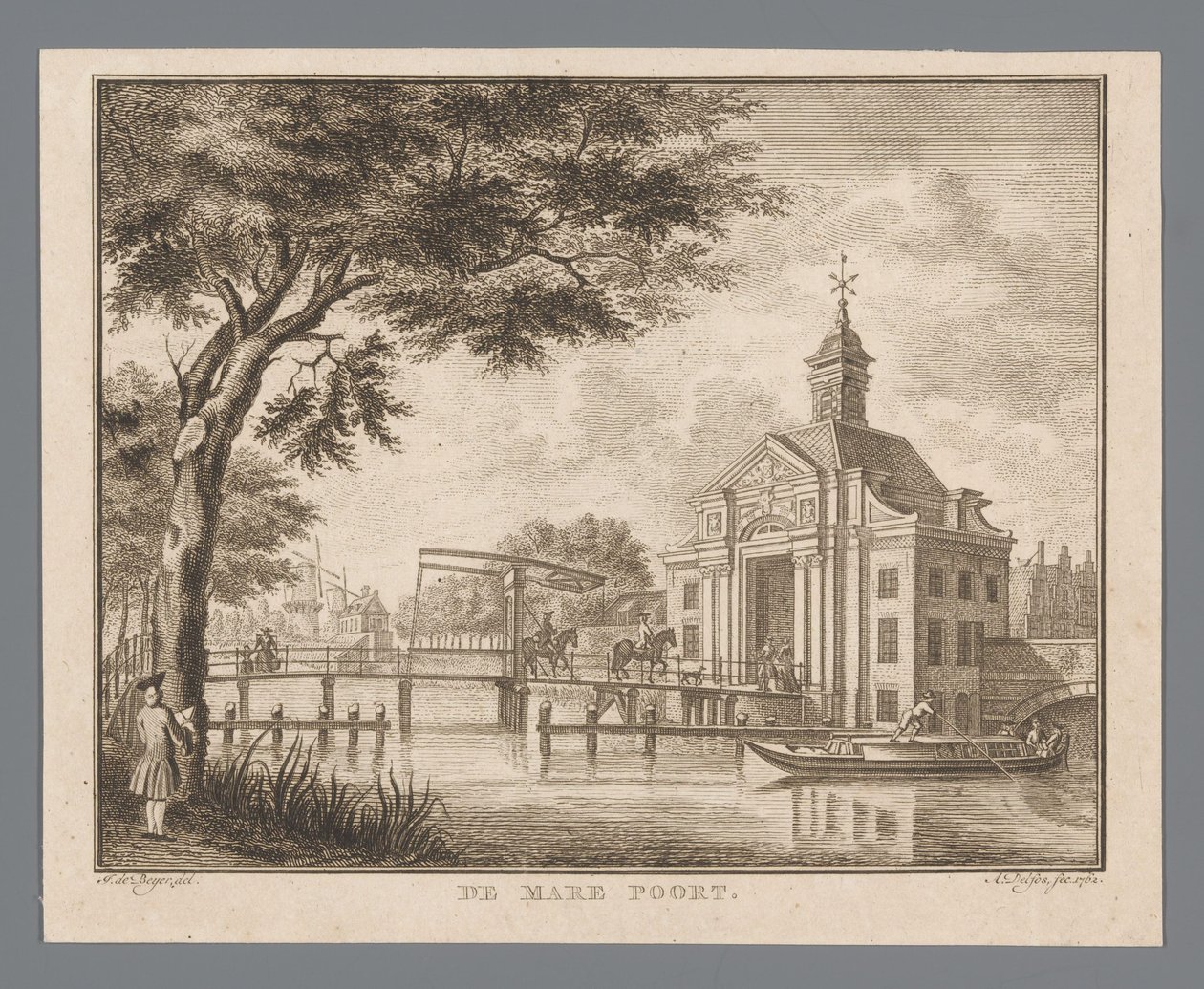Veduta della Marepoort a Leida da Abraham Delfos