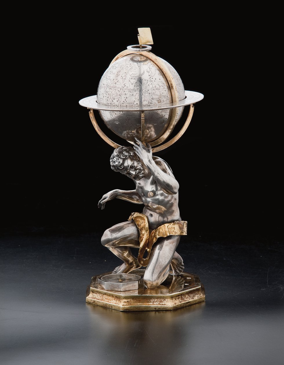Due globi terrestri e celesti eccezionali, sostenuti da Ercole e Atlante, Augusta, 1697-99 da Abraham Drentwett