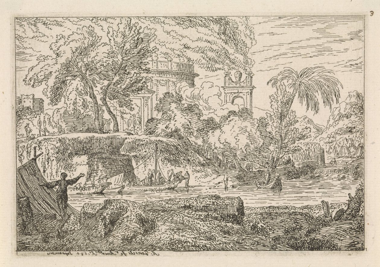 Paesaggio arcadico con arco di trionfo da Abraham Genoels