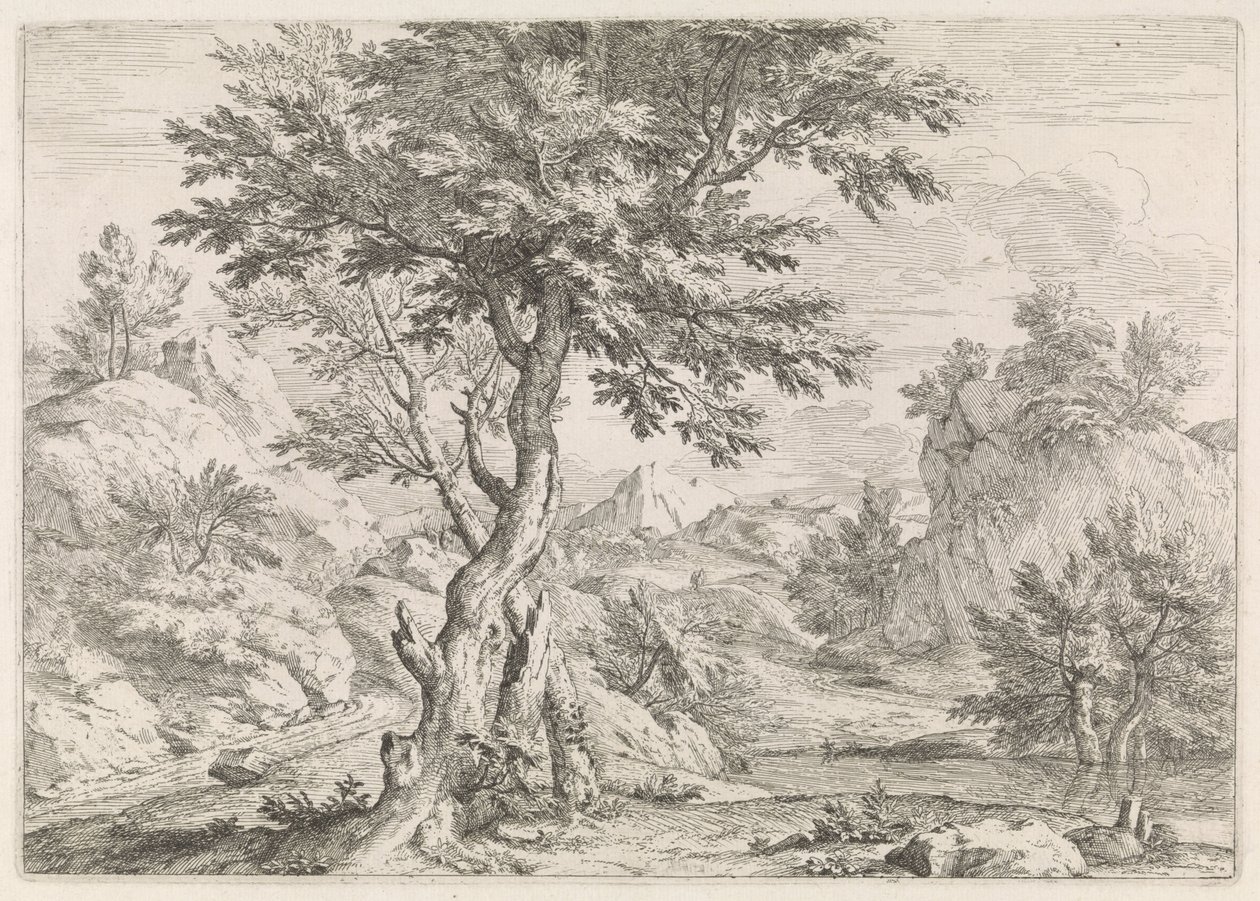 Paesaggio collinare con rocce da Abraham Genoels