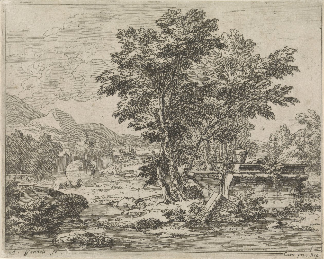 Paesaggio con una rovina classica da Abraham Genoels
