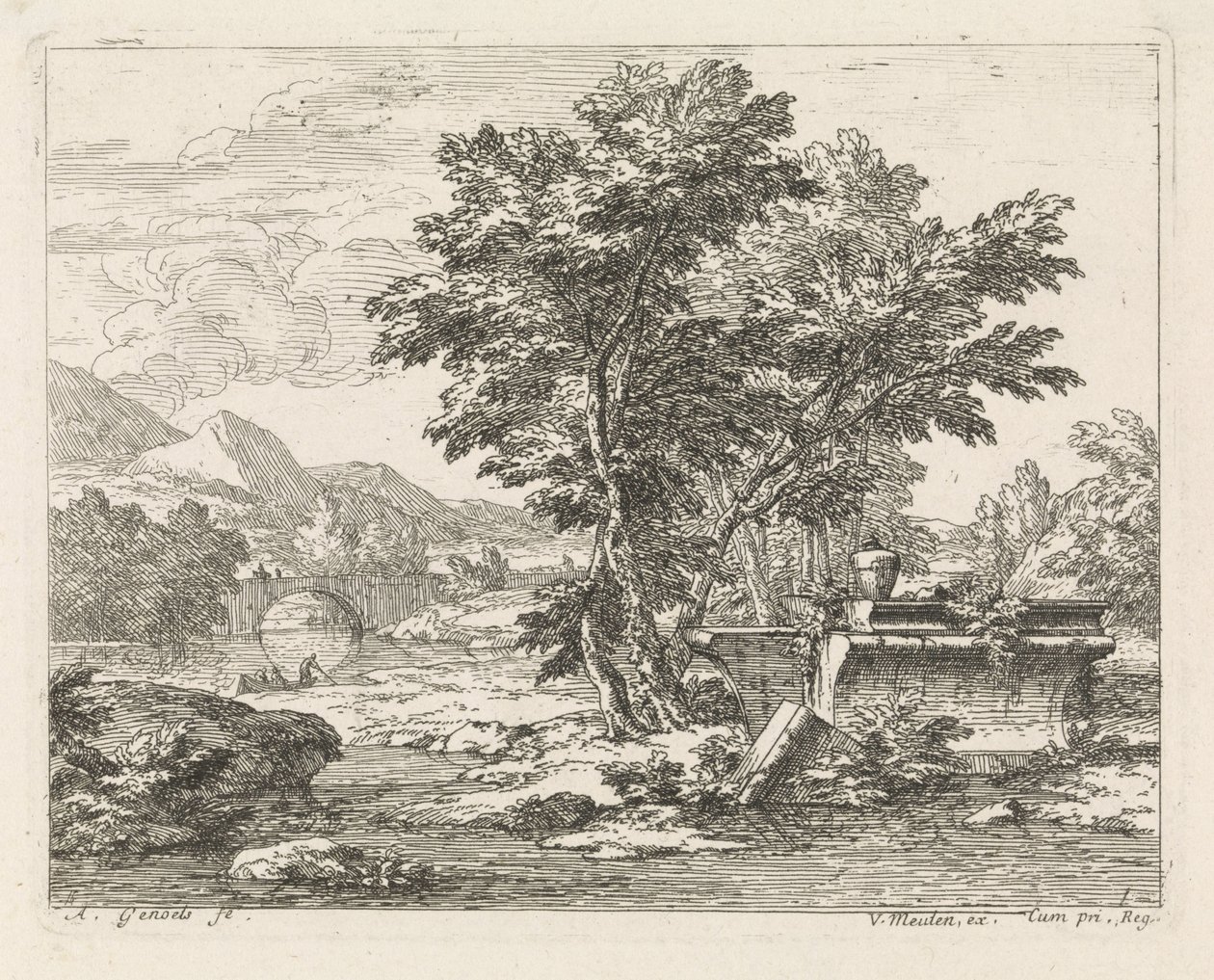 Paesaggio con una rovina classica (serie di paesaggi) da Abraham Genoels