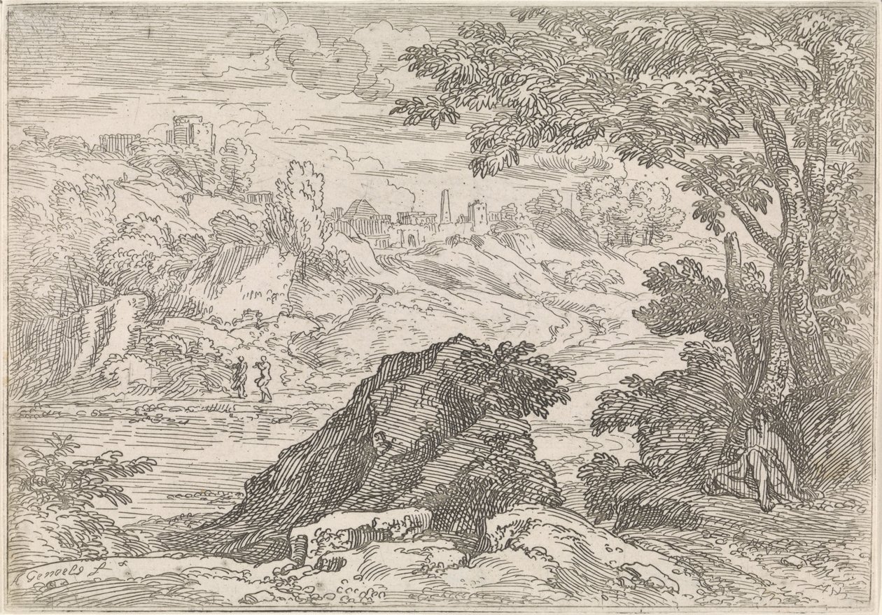 Paesaggio con fiume (serie di paesaggi arcadici) da Abraham Genoels
