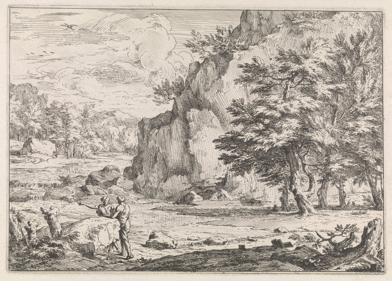 Paesaggio con roccia da Abraham Genoels