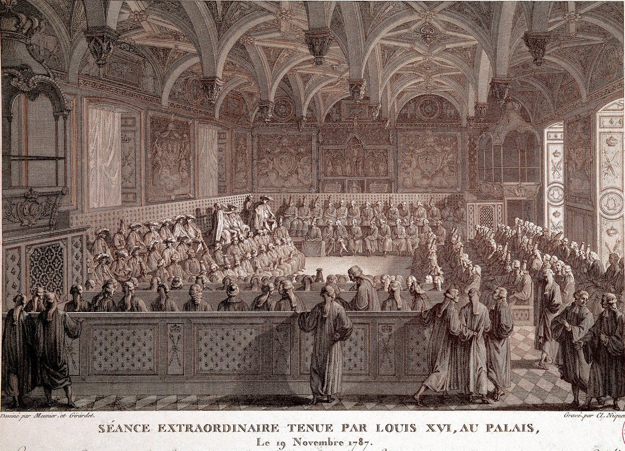Prima della Rivoluzione Francese: Sessione straordinaria tenuta da Luigi XVI (1754-1793) al Palazzo di Versailles, 19 novembre da Abraham Girardet