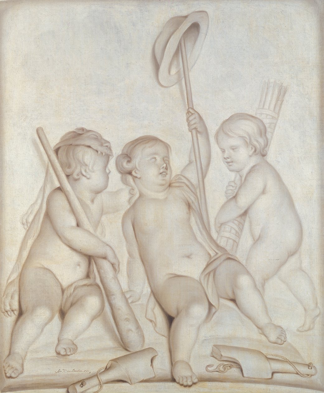 I tre cherubini, Putti con gli attributi di Ercole e Mercurio, 1767 da Abraham Hendrick van Beesten