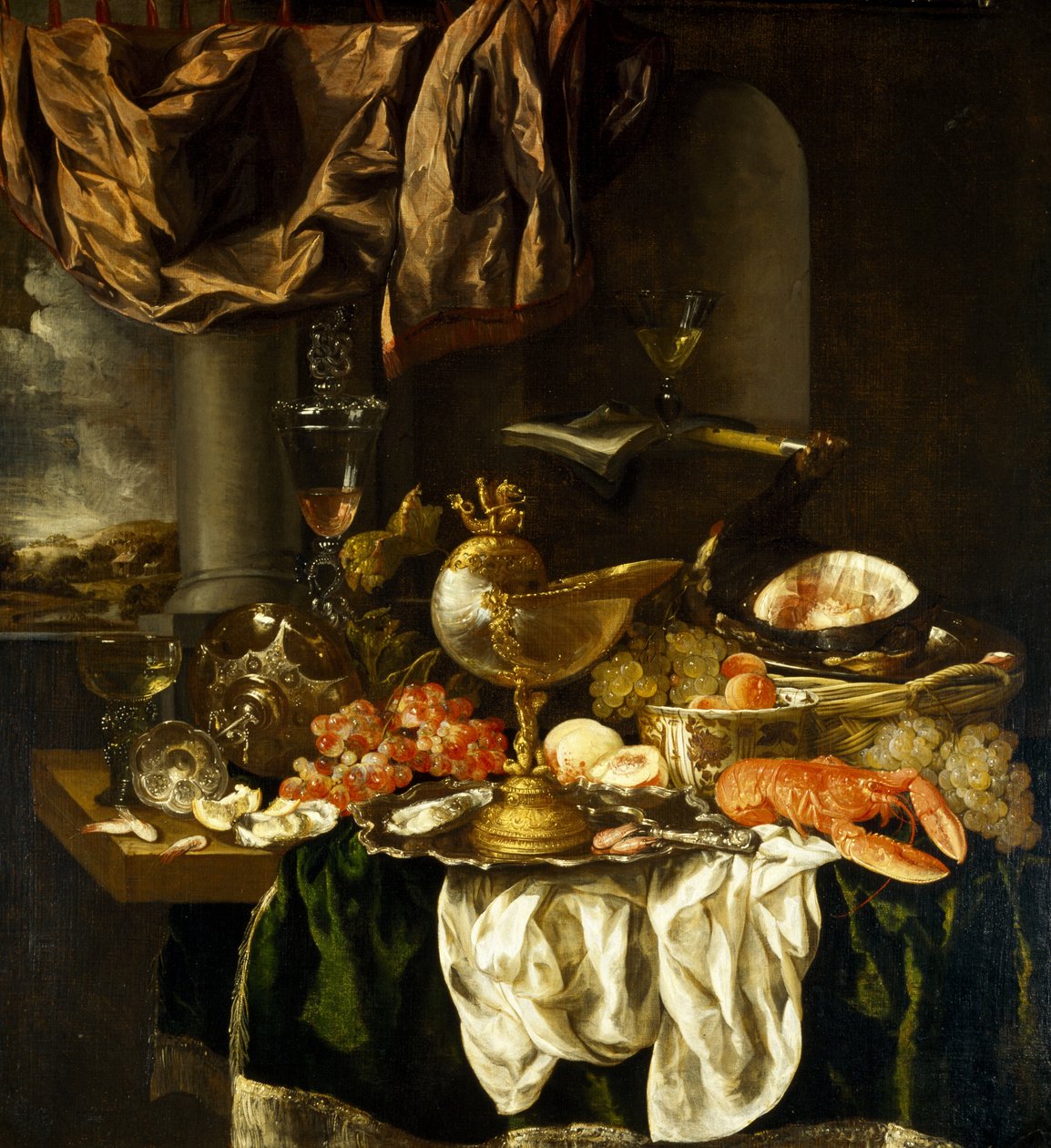Natura Morta con Paesaggio, 1650s da Abraham Hendricksz van Beyeren