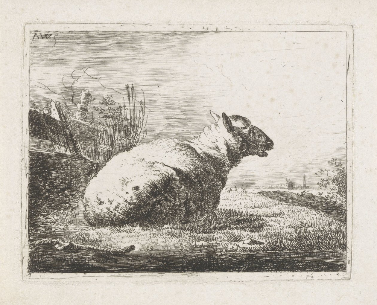 Pecora sdraiata da Abraham Hendrik Winter