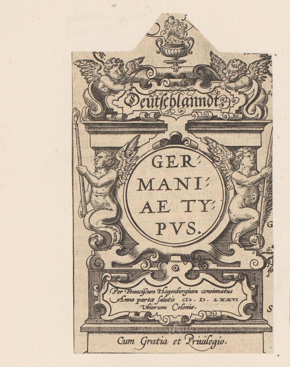 Cartiglio con quattro putti da Abraham Hogenberg