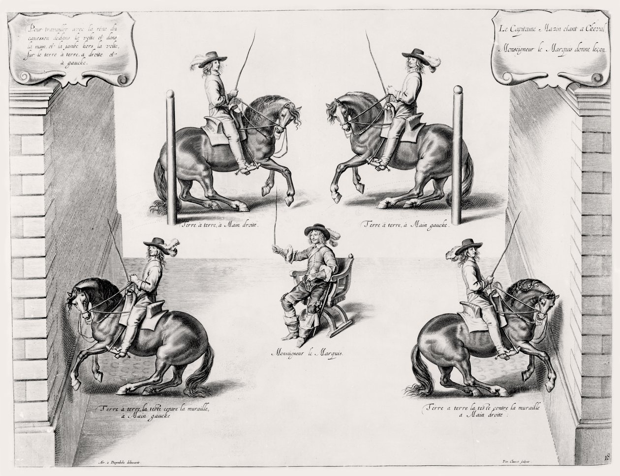 Illustrazione da un manuale di equitazione, inciso da Peeter Clouwet (1629-70), 1658 da Abraham Jansz. van after Diepenbeeck