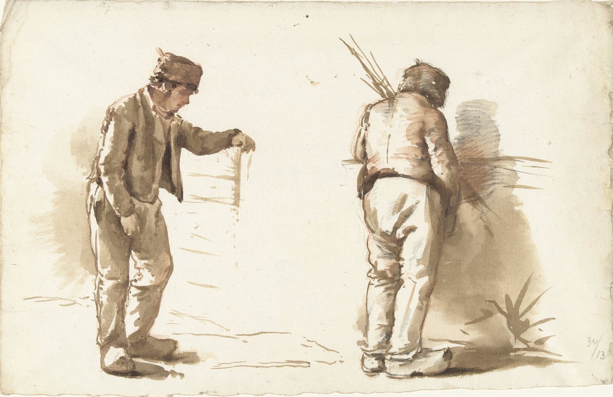 Due studi di un uomo in piedi da Abraham Johannes Ruytenschildt