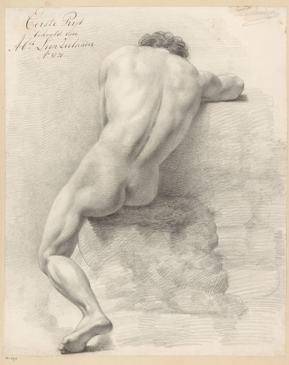 Nudo maschile seduto, visto di schiena (1° premio 1820) da Abraham Lion Zeelander