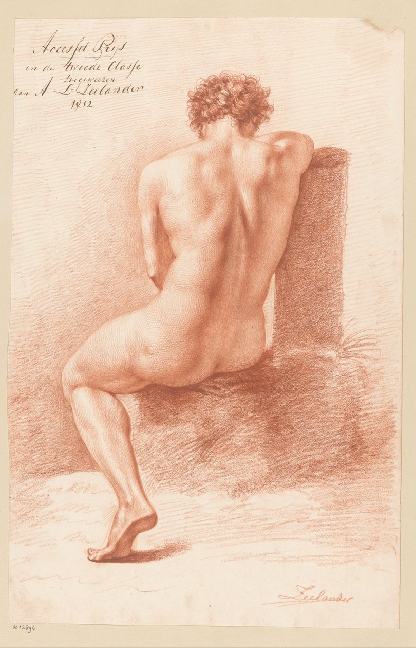 Nudo maschile seduto, visto di schiena (2° premio 1812) da Abraham Lion Zeelander