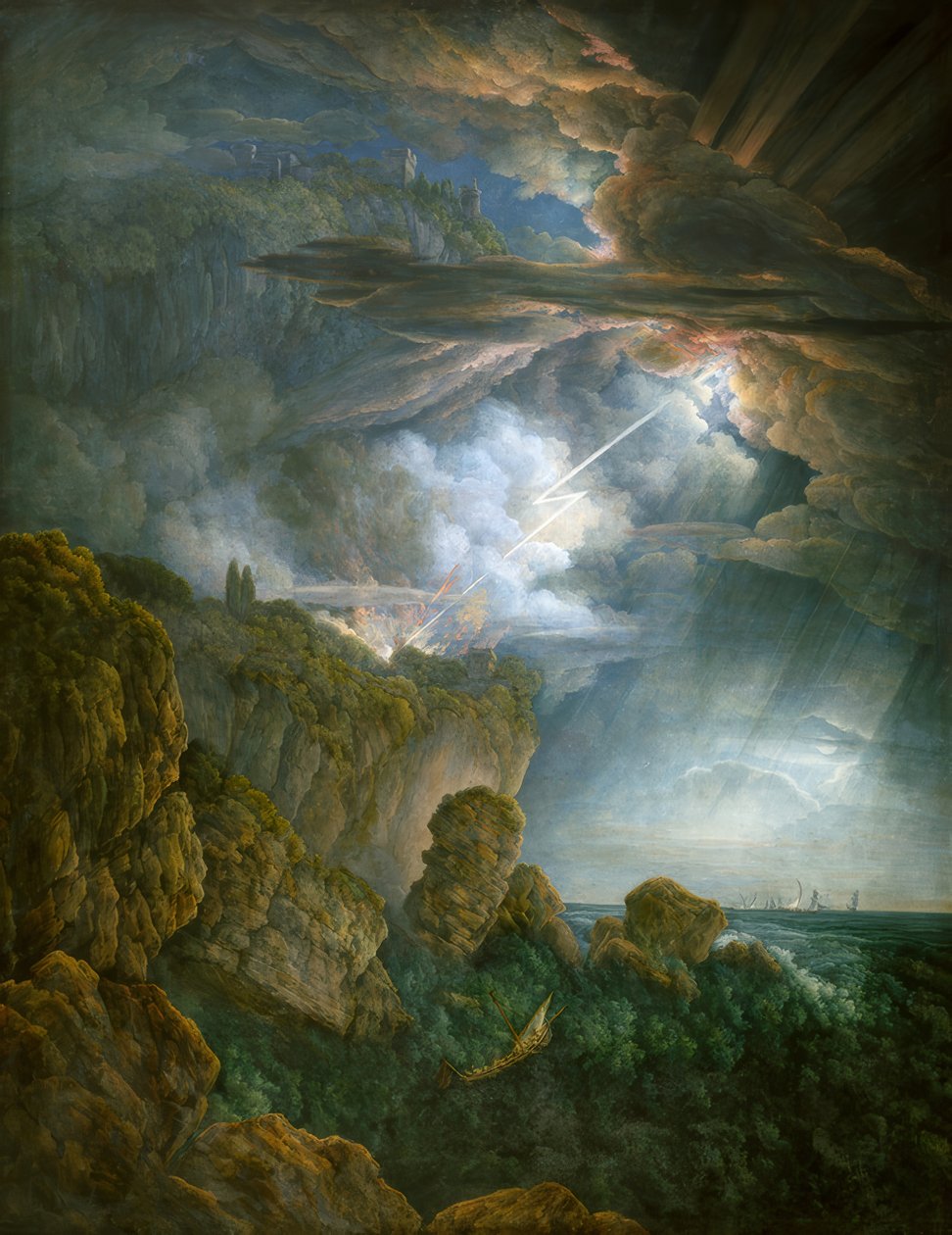 Temporale notturno a Cefalù da Abraham Louis Rodolphe Ducros