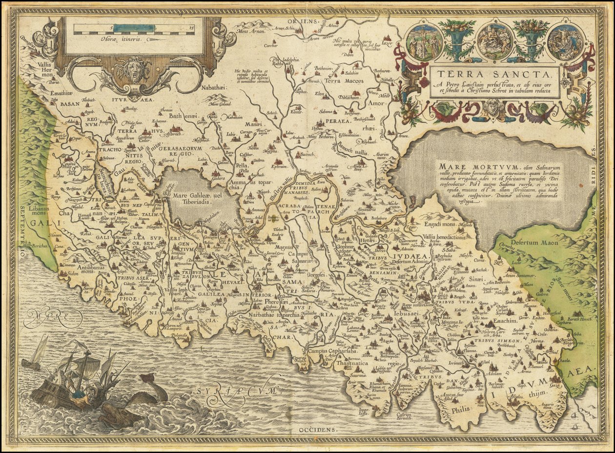 1584 mappa - Terra Sancta, a Petro Laicstain perlustrata, et ab eius ore et schedis a Christiano Schrot in tabulam redacta da Abraham Ortelius