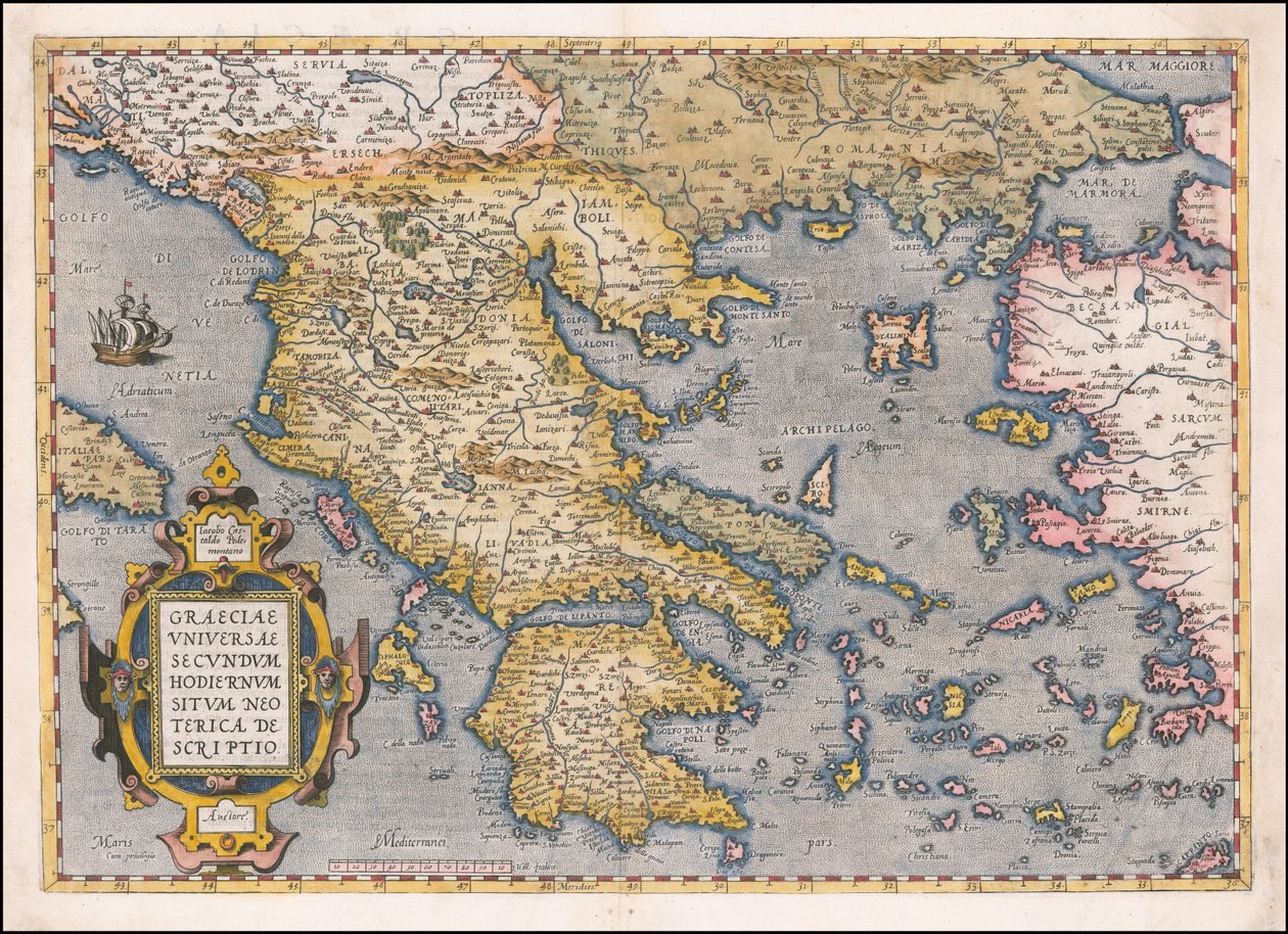Carta della Grecia e del Mar Egeo del 1584 di Abraham Ortelius da Abraham Ortelius