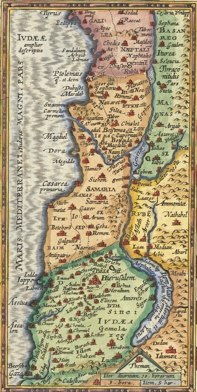 Dettaglio della mappa della Terra Santa di Abraham Ortelius del 1624 da Abraham Ortelius