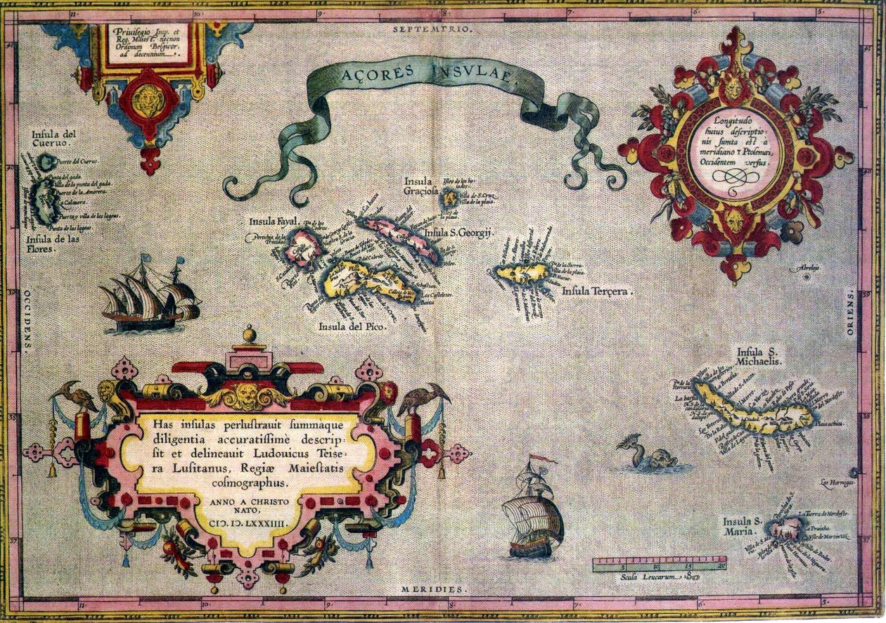 Azzorre mappa antica da Abraham Ortelius